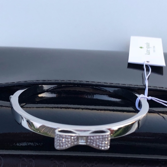 NWT KATE SPADE READY SET BOW Silver Pave Bracelet - Picture 3 of 4